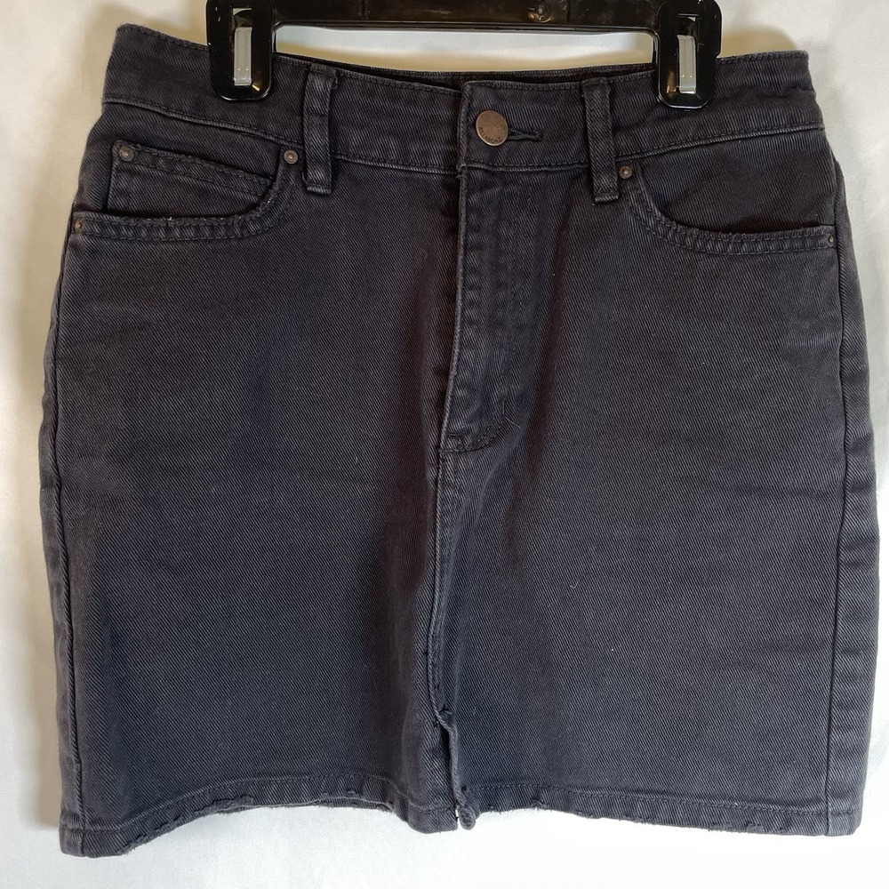 Billabong Magic Denim Mini Skirt Size 26 Rock Retro Distressed Black Y2k